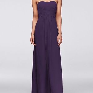 David’s Bridal Lapis strapless long pleated bodice